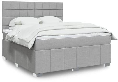 qohoio Boxspringbett mit Matratze Betten Mit Matratze Schlafzimmer Bett Boxspringbett Mit Matratze Hellgrau 180x200 cm Stoff / 3294047