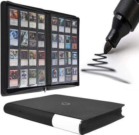 D DACCKIT Card Binder 16 Pocket - Fits 1024 Cards,4X4 Ringless Card Album with Sleeves for Trading Cards & Sports Cards(Model A,Classic Black)
