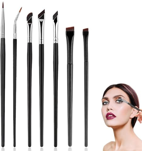 6 Pcs Eyeliner Brush Precision Gel Eye Liner Ultra Thin Curved Pen Tip Angled Eyeliner Brushes Artificial Fiber Wood Handle Brush Angled Makeup Brush Suitable for Various Makeup Looks