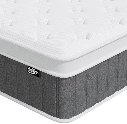 Bednew Matratze 120 x 200cm, 26cm Federkernmatratze H3 Höhe 7-Zonen Orthopädische Taschenfederkernmatratze mit Comfort Memory-Schaum Schicht,Öko-Tex Zertifiziert, 101Nächte Probeschlafen