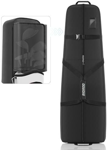 RIOROO Golf Reisetasche mit Räder 900D Heavy Duty Oxford Verschleißfest und Wasserdicht Golf Reisetasche Strapazierfähiges Gepolstertes Etui für Clubs, Leicht zu Tragen Oder auf Rädern zu Rollen