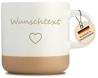 LIEBTASTISCH Kaffeebecher mit Lasergravur – Keramik Steingut Kaffeetasse, personalisierte Tasse für Kaffee, Tee – Lieblingsmensch Geschenk, Vatertag, Muttertag, Frauentag, beste Freundin (Beige)