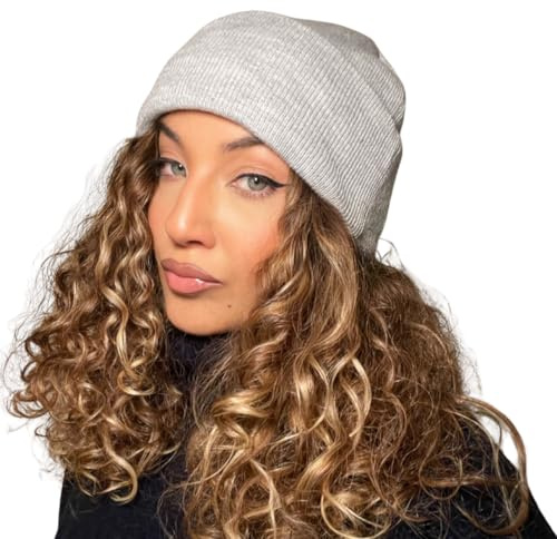 Offtopic Cappello Invernale Donna Uomo Interno 100% Seta per Capelli Sempre in Ordine, Berretto Cuffia Salva Piega e Anticrespo, Elegante Idea Regalo Unica, Grigio