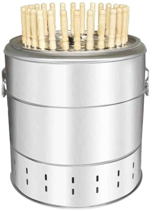 Barbecue portable sans fumée à suspendre avec 28 brochettes en acier inoxydable – Barbecue à charbon polyvalent à 360° et baril de braisage pour la cuisine en plein air et le hayon