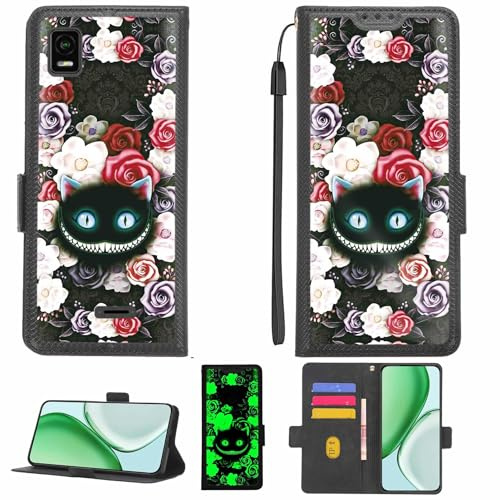 Aroepurt fodral kompatibelt med Cricket Emmett telefonfodral flipskydd [med härdat glas skärmskydd] [RFID-blockering] [ljuseffekt] LPT-LZM