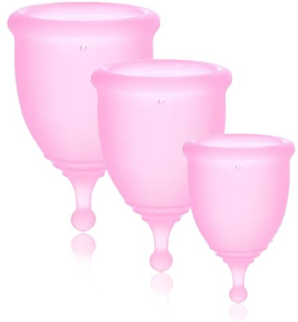 WUYJI Coppe mestruali Coppette mestruali morbide da 3 pezzi, coppette mestruali portatili, taglie XS, S e L; Assorbenti mestruali in morbido silicone lavabile e riutilizzabile