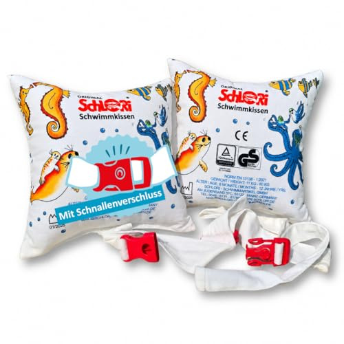 Schlori Schwimmkissen mit Schnalle, Schwimmlernhilfe für Kinder 11-60 kg, Schwimmhilfe aus 100 Prozent Baumwolle, Schnallverschluss, Made in Germany, TÜV GS Geprüft
