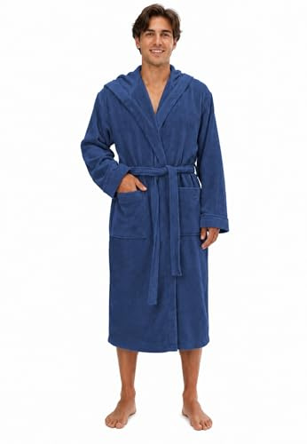 Intimitaly Peignoir en microfibre effet éponge, avec capuche et ceinture réglable, doux et absorbant, disponible en différentes couleurs et tailles