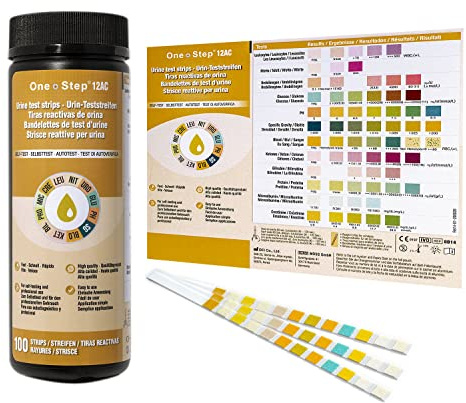 12 Parameter Urine Test Strips Creatinine, Microalbuim, UTI Infection, Ketone, Blood, Glucose Testing Sticks (300 Tests - 3 Tubs)