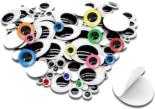 TOAOB 100pcs Wiggle Googly Eyes Self Adhesive for Craft Sticker Eyes 6mm to 35mm Assorted Sizes and Colors Round Plastic Crafts Eyes for DIY Arts Crafts Scrapbooking