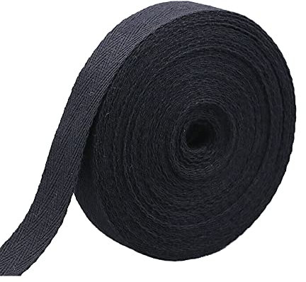 Baumwoll Schrägband，45 Meter Leinen Einfassband Baumwolle Nahtband,Natur Gurtband köperband mit Fischgrätenstich für Heimwerker, Handwerk, Nähen, Stricken,Geschenkverpackungen,Schwarz 2cm