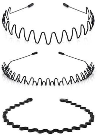 Mens Hair Band Sports Hair Bands For Men, Non-Slip Fashion Headband for Long Hair,Metal Hair Band For Men, Hair Hoop For Outdoor Sports,Daily Wear (3 Pieces)
