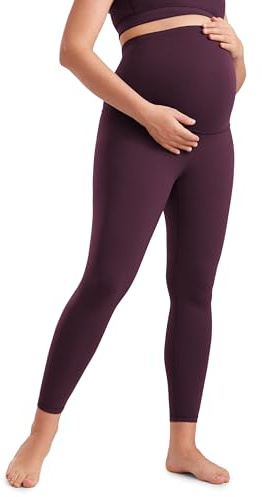 CRZ YOGA Butterluxe Leggings Premaman sopra la Pancia Leggings Morbidi per la Gravidanza - 63cm Viola Profondo 42