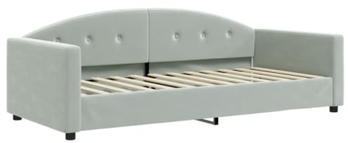 vidaXL Canapé-lit en velours gris clair 90 x 200 cm, lit d'invités, canapé, lit simple, canapé lit confortable, canapé pour dormir
