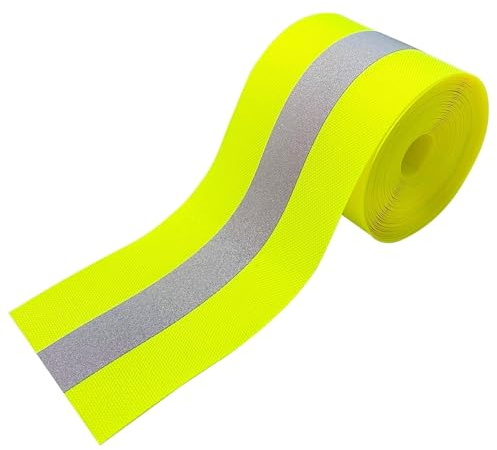 MARARDI Reflektierendes Klebeband zum Nähen - Reflektorband [5 Meter x 50 mm] [Fluoreszierendes Gelb] 100% Polyester - Reflektor Tape Hohe Sichtbarkeit - Reflexionsvermögen ≥300