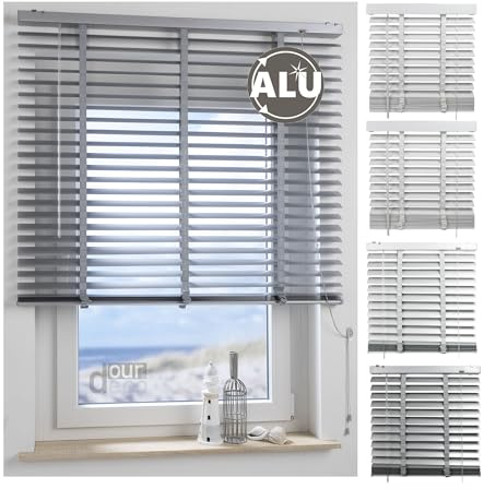 Aluminium-Jalousie 50 mm Lamelle B 120 x H 175 cm hellgrau