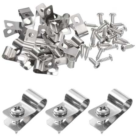 QUARKZMAN 30 stycken trådstaketklämmor 6 mm rostfritt stål staket trådklämmor jordbruk staketmonteringsklämmor med 30 stycken skruvar för fastsättning av 12–16 spårtrådar