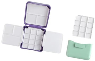 Perfeclan Aquarellpalette Farbe Palette Mini tragbar mit Deckelweg Gouache Mischtablett für Acryl- und Ölfarben Nagelkunst Graffiti, Violett