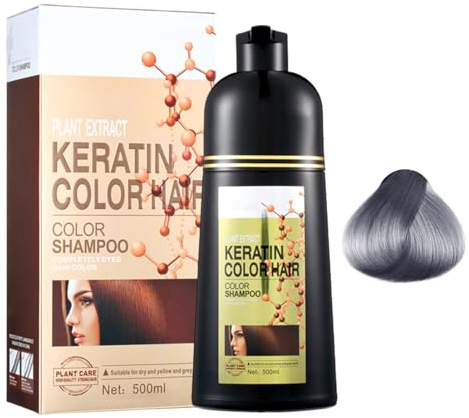 Tinte para el cabello negro champú para hombres y mujeres, tinte para cabello gris, tinte para cabello negro 6 en 1, color para cabello seco, 500 ml