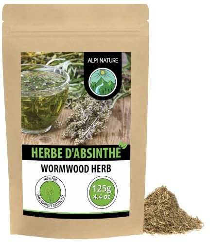 Alpi Nature Absinthe Thé 125g, Thé en Feuilles, Herbe d'Absinthe Délicatement Séchée et Coupée