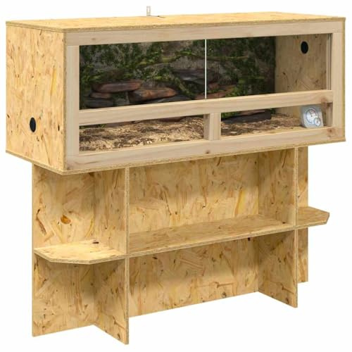 Terrarium en Bois avec Meuble, Terrarium Boîte d'alimentation avec Étagère Support pour Reptiles Amphibiens Marron 100 x 40 x 90 cm OSB