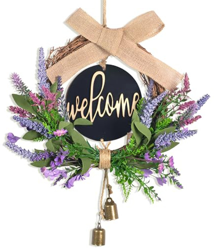 LEIMEND Ghirlanda Primaverile Ghirlanda Porta Ingresso Lavanda 45 cm Viola
