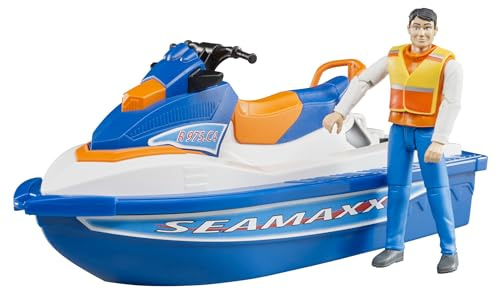 bruder 63150 - Personal Water Craft mit Fahrer - 1:16 Jetski Wasser-Fahrzeug Spielzeug Boot Mensch Mann Figur