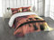 ABAKUHAUS Elefant Tagesdecke Set, Safari Wild Animals, Set mit Kissenbezügen Weicher Stoff, für Doppelbetten 220 x 220 cm, Dunkles Korallen gelbes Siegel braun