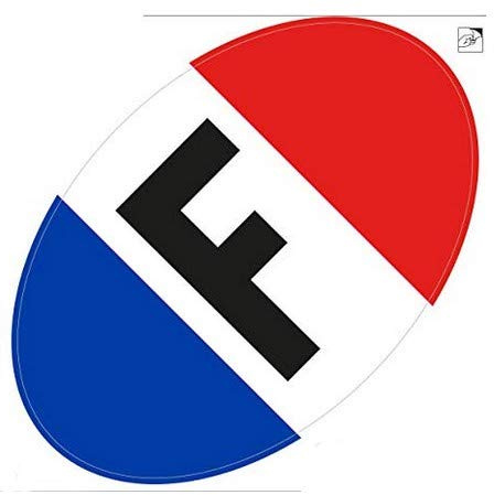 Autocollant F drapeau ovale France sticker Bleu Blanc Rouge - Taille : 4 cm