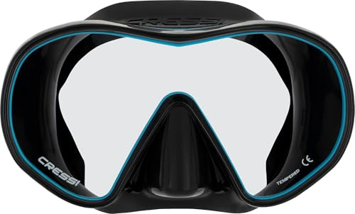 Cressi F-Dual Mono-Lens Diving Masks, Black/Blue