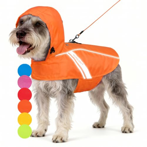 VIVAGLORY Hunderegenmantel Wetoff Regenmantel Hund, M, Orange