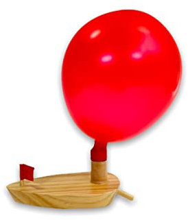 BUSDUGA 2939 Ballon betriebenes Holzboot Luftantrieb Wasserspielzeug Luftboot Boot (1x Knatterboot)