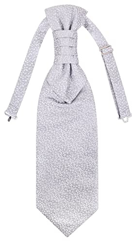 WANYING Corbata de Plastrón para Hombre Preatado con Cierre de Gancho Ajustable Corbata de Boda Accesorios de Boda para el Novio - Gris claro con lunares