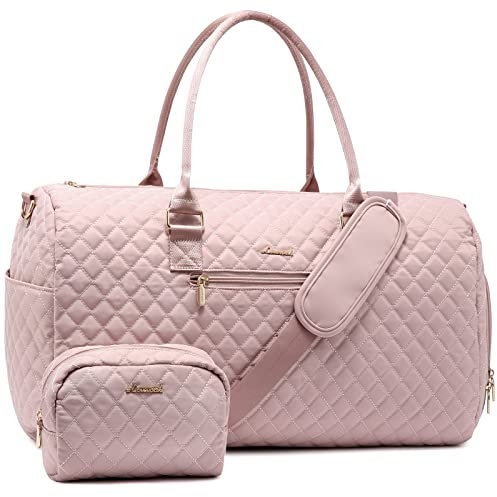 LOVEVOOK Sac de Voyage Femme Sac de Sport avec Compartiment à Chaussures & Sac Humide Séparé, Grand Valise de Maternité, Weekend Travel Bag Cabine, Rose