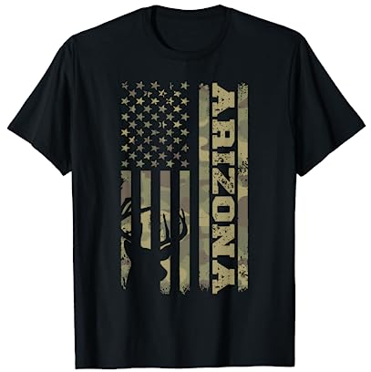 Arizona Hirschjäger Vintage Hirsch Jagd Camo USA Flagge T-Shirt