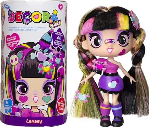 Lansay - DECORA GIRLZ - Luna - 1 Mini Poupée Fashion + 8 Accessoires & Stickers Surprises - Jouet Poupée 12,7 cm à Collectionner - Pour Enfants à Partir de 4 ans - Style Unique à Personnaliser