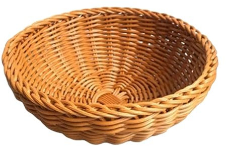 Panier de Rangement Rond en Rotin, Corbeille de Fruits en Osier, Organisateur Tressé Naturel Panier de Service Panier d’Osier Rangement pour Pain Cookies Cuisine Salle à Manger