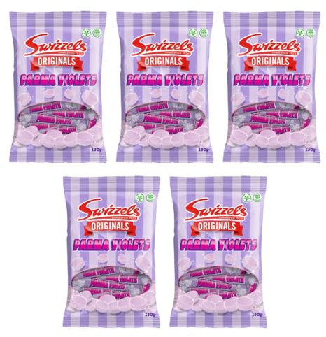Swizels Originals Parma Violets 130g - A Delicious Bag Of Parma Violets With a Floral Aroma - Free From Artificial Colours - Pack of 5 x 130g
