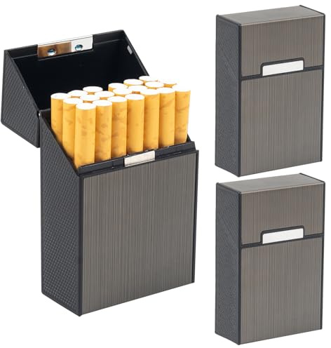 pitilleras ligeras, caja de cigarrillos de aluminio de metal, con cierre magnético abatible, para mujeres y hombres (negro 3)