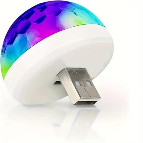 Mini USB Disco Ball Light, Sound-Activated LED Party Light, Portable DJ Stage Lighting, Multi-Colour, Usable in Concert, Parties, Stadium, Outdoor, Indoor