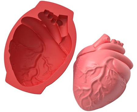 Mänsklig hjärtform halloween bakform 3D kakform silikon hjärtform anti-stick kakform halloween kakform chokladform i form av ett anatomiskt hjärta i realistisk hjärtform till kocken
