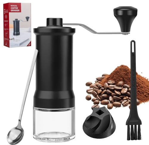 Samamoca Macinacaffè manuale con cucchiaio da caffè, regolabile a 30 livelli, meccanismo conico in ceramica ad alta precisione, portatile per espresso, pour over, French Press, Moka, Cold Brew