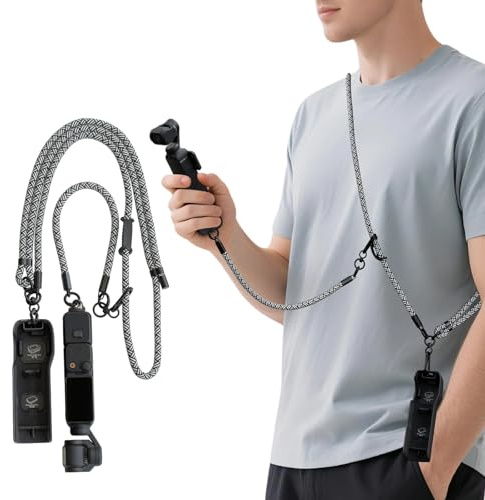 muuee Crossbody-Umhängeband für DJI Osmo Pocket 3, 2-in-1 DJI Umhängeband, verstellbare Crossbody- und Handschlaufe, passend für Insta360 X5/X4, GoPro Hero, Selfie-Stick und Kamera-Zubehör