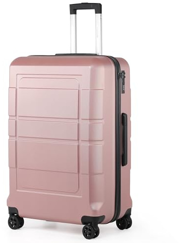 TANTOMI Koffer Groß,28 Zoll Hartschalenkoffer aus ABS+PC, Trolley, Reisekoffer mit 4 drehbaren Rollen (360°), 3-stelliges Zahlenschloss und Aluminium-Teleskopgriff (XL – 95L, Rosa Gold)