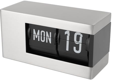 ACOGEDO Elegant Calendar Flip Clock - Stylish Multipurpose Digital Flip Down Clock for Decoration in Wood Grain Finish (Silver)