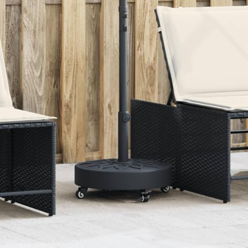 Runheo Supporto per ombrellone con ruote, base in cemento PE da 27 kg, adatto per palo con diametro di 38/48 mm, mobile con 4 ruote, base per ombrellone resistente alle intemperie, per giardino
