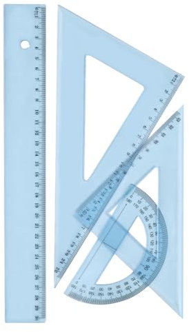 Wonday Okrossbart geometriskt ritset med 4 delar: linjal 30 cm, vinkel 45°/60°, gradskiva 12 cm - skolmaterial och kontor