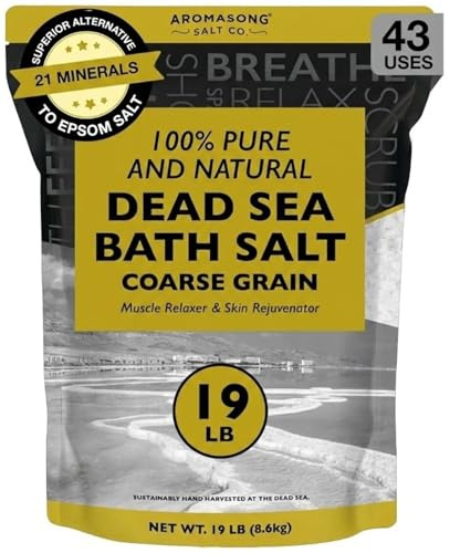 Aromasong Dead Sea Bath Salt - 100% Pure & Natural Dead Sea Salts for Soaking Coarse Grain 19 LB - Bulk Resealable Pack (Packaging May Vary) Used for Body wash Scrub - Soak for Women & Men.