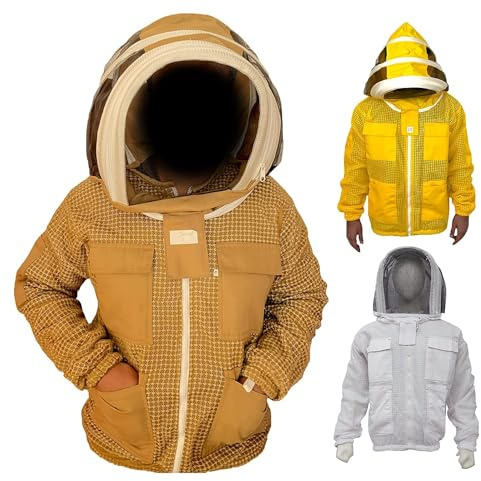 URBANSBEE Chaqueta de Apicultor ventilado profesional - Chaqueta de Apicultura - hombres y mujeres Traje de Apicultor con Elegante Sombrero y Velo para la proteccion facial del apicultor