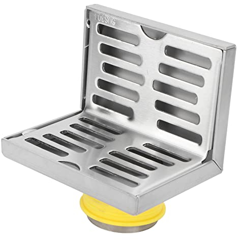 Scarico Laterale ad Angolo in Acciaio Inossidabile, Scarico per Balcone a Pavimento per drenaggio a Parete a Forma di L, Filtro per Capelli alla Base dello Scarico della Doccia